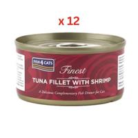 Fish4Cats Finest Tuna Fillet with Shrimp Wet Cat Food 70g Pack Of 12