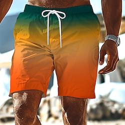 Men's Sweat Shorts Beach Shorts Terry Shorts Drawstring Elastic Waist 3D Print Gradient Breathable Soft Short Daily Holiday Streetwear Casual Athleisure Orange Brown Micro-elastic Lightinthebox