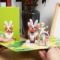 Easter Pop Up Card Dog Pop Up Card Easter Basket Pop Up Card Flower Basket Easter Card For Friends Family Happy Easter 3D Handmade Cards Handmade Paper Carved Card Handmade Cartoon Card Party 1pc Lightinthebox
