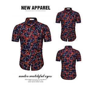 Men's Shirt Other Prints Graphic Short Sleeve Casual Tops Casual Blue miniinthebox