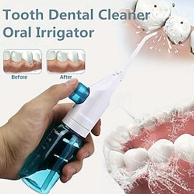 Oral Irrigator Water Flosser, Portable Dental Water Jet 80ML Water Tank Waterproof Teeth Cleaner With Tongue Scraper Set miniinthebox