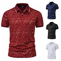 Men's Golf Shirt Other Prints Graphic Prints Short Sleeve Casual Tops Business Wine White Black Lightinthebox - thumbnail