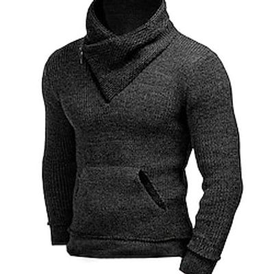 Men's Pullover Sweater Jumper Sweater Top Jumper Ribbed Knit Regular Color Block Mottled Plain Turtleneck Keep Warm Modern Contemporary Daily Wear Going out Clothing Apparel Fall Winter Black White S Lightinthebox