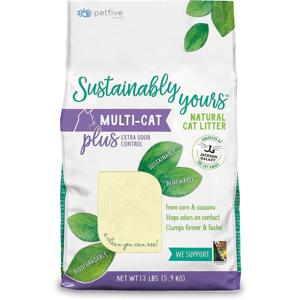 Petfive Sustainably Yours Natural Sustainable Multi-Cat Litter (Plus) - 13 Lbs