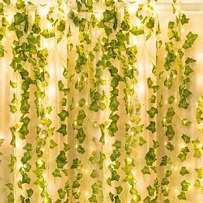 Artificial Plants LED String Light 2M 136 Pack Creeper Green Leaf Home Wedding Outdoor Ivy Vine Decoration Lamp DIY Hanging Garden Patio Yard (without Battery) Lightinthebox