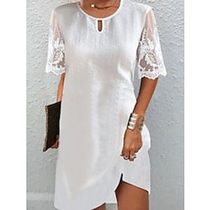 Women's Casual Dress White Dress Summer Dress Mini Dress Lace Daily Holiday Date Fashion Modern Crew Neck Half Sleeve 2023 Regular Fit White Color S M L XL XXL Size Lightinthebox