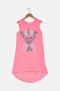 Kids Girls Short Sleeve Shine Every Day Dress  Pink