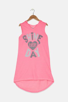 Kids Girls Short Sleeve Shine Every Day Dress  Pink