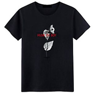 Men's Unisex Tee T shirt Hot Stamping Graphic Prints Leaves Letter Plus Size Print Short Sleeve Casual Tops Cotton Basic Fashion Designer Big and Tall White Black Lightinthebox