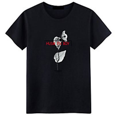 Men's Unisex Tee T shirt Hot Stamping Graphic Prints Leaves Letter Plus Size Print Short Sleeve Casual Tops Cotton Basic Fashion Designer Big and Tall White Black Lightinthebox