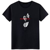 Men's Unisex Tee T shirt Hot Stamping Graphic Prints Leaves Letter Plus Size Print Short Sleeve Casual Tops Cotton Basic Fashion Designer Big and Tall White Black Lightinthebox - thumbnail