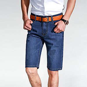 Men's Simple Basic Breathable Outdoor Casual Daily Jeans Shorts Pants Solid Color Knee Length Classic Deep Blue Light Blue miniinthebox