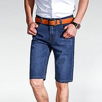 Men's Simple Basic Breathable Outdoor Casual Daily Jeans Shorts Pants Solid Color Knee Length Classic Deep Blue Light Blue miniinthebox - thumbnail