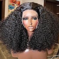 12A Brazilian Kinky Curly Bob Wig Human Hair Lace Frontal Wigs 180 Density Wear and Go Glueless Wigs Water Wave Closure Wig 13x4 Lace Front Wig Free Part Vietnamese Hair Curly Black Wig Lightinthebox