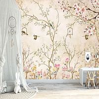 Landscape Wallpaper Mural Birds And Trees Wall Covering Sticker Peel and Stick Removable PVC/Vinyl Material Self Adhesive/Adhesive Required Wall Decor for Living Room Kitchen Bathroom miniinthebox