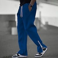 Men's Sweatpants Joggers Tear Away Pants Straight Leg Sweatpants Drawstring Elastic Waist Straight Leg Color Block Comfort Breathable Casual Daily Holiday Sports Fashion Black White miniinthebox