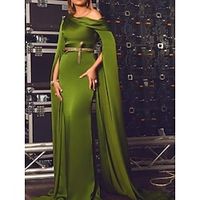 A-Line Evening Gown Elegant Dress Formal Court Train Long Sleeve Off Shoulder Stretch Satin with Pleats Ruched Sequin 2023 Lightinthebox - thumbnail