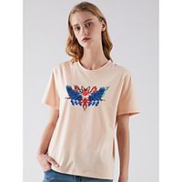 Women's T shirt Animal Print Round Neck Basic Tops Black Khaki Green miniinthebox - thumbnail