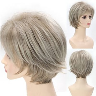 Short Ash Blonde Wigs for White Women Blonde Pixie Cut Wigs with Bangs Synthetic Short Hair Wig with Highlights Lightinthebox