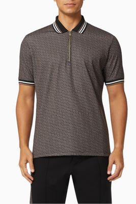 Sport Slim Fit Polo in Printed Double Knit Jersey Sport Slim Fit Polo in Printed Double Knit Jersey