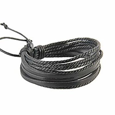 bniealsy boho layered leather bracelet hand-woven black bracelets wrist string jewelry for women and men(black) Lightinthebox