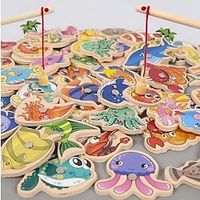 Wooden Magnetic Fish Young Children Baby Hands-On Parent-Child Games Kindergarten Materials Fishing Toys Lightinthebox - thumbnail