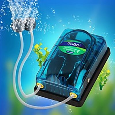 SOBO Aquarium Air Pump Air Compressor For Aquarium Silent Quiet Air Control Aquarium Fish Accessories Double/Single Outlet miniinthebox