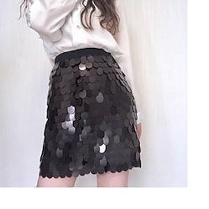 Women's Sparkly Skirt Above Knee Polyester Black Pink Skirts Sequins Shiny Metallic Shimmery Sparkle Carnival Costumes Ladies Party Evening M L miniinthebox