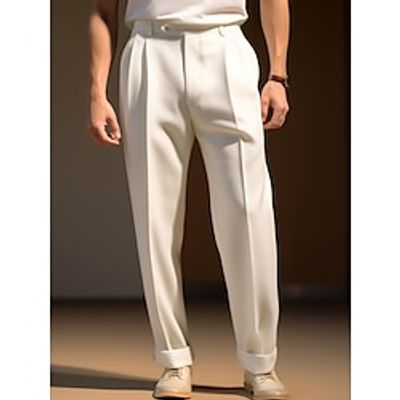 Men's Dress Pants Trousers Pleated Pants Suit Pants Zipper Button Pocket Plain Comfort Breathable Outdoor Daily Going out Fashion Casual Black White miniinthebox Men's Dress Pants Trousers Pleated Pants Suit Pants Zipper Button Pocket Plain Comfort Breathable Outdoor Daily Going out Fashion Casual Black White miniinthebox
