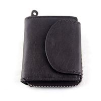 Men Casual Genuine Leather Short Cowhide Zipper Card Holders Money Bag Wallet