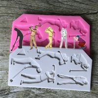 Golf Players Silicone Cake Fondant Mold Chocolate Cookies Mold DIY Cake Baking Decorating Tools