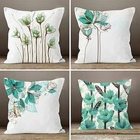 Blue Flower Double Side Pillow Cover 1PC Soft Decorative Square Cushion Case Pillowcase for Bedroom Livingroom Sofa Couch Chair miniinthebox - thumbnail