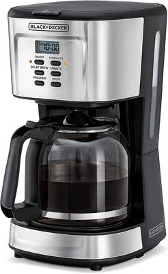 Black+Decker 900W 12 Cup 24 Hours Programmable Coffee Maker With 1.5L Glass Carafe And Keep Warm Feature For Drip Coffee And Espresso, Black - Dcm85-B5