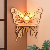 Wall-mounted Display Shelf - Nail-free Design, Raw Wood Color, Simple Butterfly-shaped Wall Decoration, Hand-assembled Graffiti-style Wooden Small Storage Rack Lightinthebox