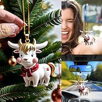 Cow Christmas Pendant Car Decoration Pendant Christmas Tree Decoration Pendant Xmas Gift miniinthebox - thumbnail
