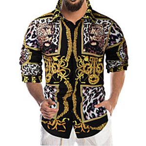 Men's Shirt 3D Print Animal 3D Long Sleeve Street Tops Fashion Sports Rainbow Lightinthebox