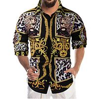 Men's Shirt 3D Print Animal 3D Long Sleeve Street Tops Fashion Sports Rainbow Lightinthebox - thumbnail