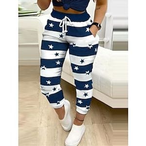 Women's Sweatpants Joggers Chinos Cropped Pants Dark navy Light Blue High Waist Active Casual Athletic Outdoor Sports Daily Wear Pocket Ankle-Length Breathability Star S M L XL Lightinthebox