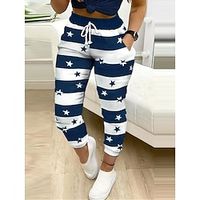Women's Sweatpants Joggers Chinos Cropped Pants Dark navy Light Blue High Waist Active Casual Athletic Outdoor Sports Daily Wear Pocket Ankle-Length Breathability Star S M L XL Lightinthebox - thumbnail