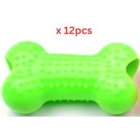 For Pet Mini Rubber Bone Toy For Dogs - Green (Pack of 12)