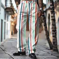 DopamineHoliday X Kris Lee Men's Stripe Printed Dress Pants Pants Waist Elasticity Trousers Lightinthebox