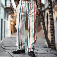 DopamineHoliday X Kris Lee Men's Stripe Printed Dress Pants Pants Waist Elasticity Trousers Lightinthebox