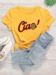 Plus Size Crew Neck Letter Short Sleeves Tee