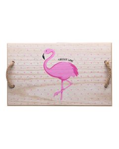 Homesmiths Large Rectangular Flamingo Tray Bamboo 40Cm