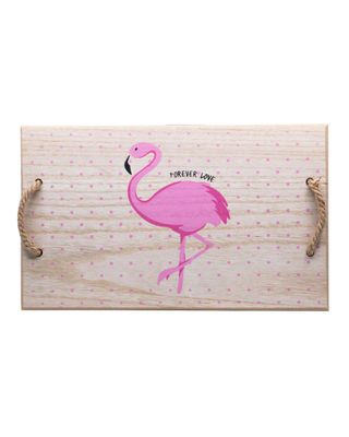 Homesmiths Large Rectangular Flamingo Tray Bamboo 40Cm