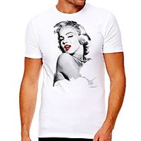 Men's Unisex Tee T shirt Hot Stamping Graphic Prints Portrait Plus Size Print Short Sleeve Casual Tops Cotton Basic Designer Big and Tall White miniinthebox - thumbnail