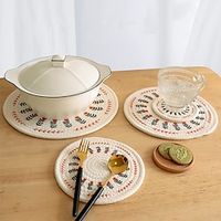2/3 Packs Vintage Nordic Style Table Mat Cotton And Linen Woven Home Dining Mat Dish Bowl Mat Casserole Mat Tea Coaster Pot Mat Anti-scalding Table Mat miniinthebox