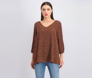 Tevyn Cross Back Blouse  Dark Brown/White