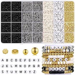 5000 Pcs Clay Bead Bracelet Making Kit for Girls Friendship Clay Beads for Bracelets Yellow Orange White Beads Letter Gold Beads for Jewelry Making Kit miniinthebox