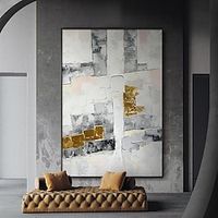 Oil Painting Handmade Hand Painted Wall Art  Nordic Abstract Style Golden Texture Modern Home Decoration Decor Rolled Canvas No Frame Unstretched Lightinthebox - thumbnail